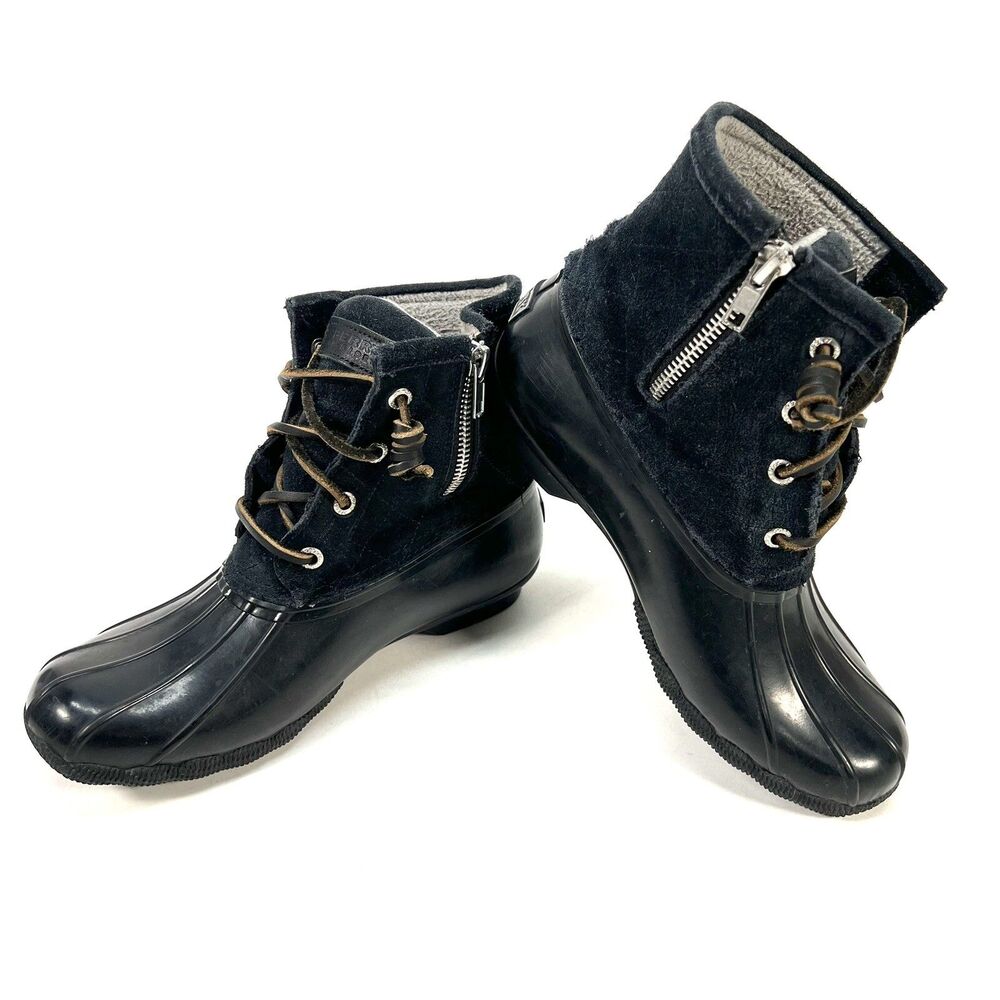 Sperry Top-Sider Boot Size 6 Duck Black Rubber Women STS90987
